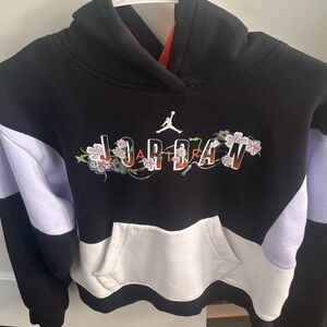 Jordan Black and White Hoodie with Floral Accents